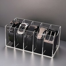 포디자인 벨트 넥타이 다용도 투명 아크릴 보관함 정리함 수납함 수납 케이스 칸막이 전시 상자 5구, 1개