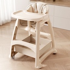 皮安諾 嬰兒餐椅，可分離式雙層餐盤，可調式空間，靜音輪, 輕奢歐州灰 順豐包郵,式安全帶+矽膠餐具勺叉）超穩定