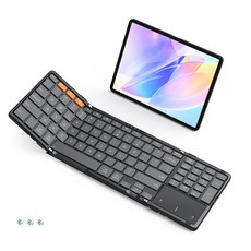 터치패드 및 숫자 키패드가 포함된 MEETION Bluetooth 접이식 키보드 무선 휴대용 다중 장치 Windows Mac, 01 검은색