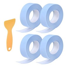 uxcell 2 롤 콜크 테이프 콜킹 스트립 테이프 0.9인치 x 10.주방 욕실 세면대 바닥 모서리에 밀봉 도구가 있는 5피트 PVC 방수 자가 접착 밀봉 테이프 카키색, 0.9" x 10.5Ft, Blue, 4