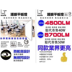 LAI TE 護眼平板燈 600x600 教室照明標準 CNS認證 節能高亮度 全電壓, 白, 1個