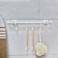 Goods Pang Pang免打孔窗簾桿支架伸縮桿無釘子窗簾桿支架(2入)+伸縮桿(1入)+多功能夾子(5入), 白色的