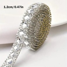 접착식 라인 스트립 재봉 반짝이 크리스탈 롤 레진 아이언온, 1개, 3. D-1.2cm