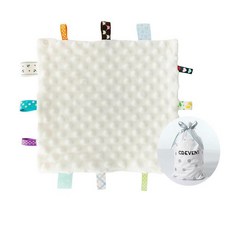 해외 CREVENT Tag Security 아기용 담요 남아용 부드럽고 작은 러비 아기 이불 감각 생일 베이비 샤워를 위한 훌륭한 선물 25.4 x 25.4cm10 10인치 8, .0019.Ivory Tag.