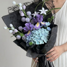 두두타운 모루 꽃다발 만들기 DIY 세트, 1세트, 블루블랙