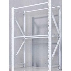 세탁소행거 앵글 옷걸이 창고 고정식 의류 파이프, 2단 화이트 원형 150x60x200cm