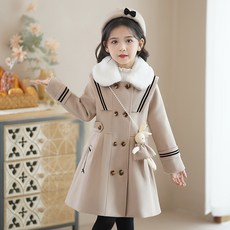 女童2025秋冬裝韓版呢料外套大衣中大兒童網紅洋氣公主風衣中長款