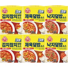 오뚜기 3분 김치참치덮밥+제육덮밥+낙지덮밥, 150g, 6개
