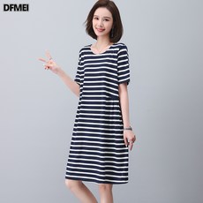 DFMEI 여름옷 모던 심플 스트라이프 원피스