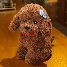 스토리원 리본 푸들 강아지 동물 인형 봉제 중형 소형 ST-TOY-008, 1개, 브라운, 22cm