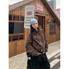 夾克女 棒球服女 美式復古工裝風機車夾克 寬鬆顯瘦短款外套