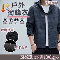 迷彩衝鋒衣 - 防風防潑水連帽薄外套