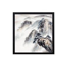 方形畫框 國畫書法展示掛牆相框, 1個, 黑色,35*35cm, 黑色