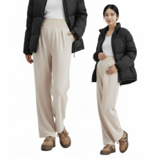 컬러인베리 봄 가을 임산부 니트 와이드 복대형 팬츠