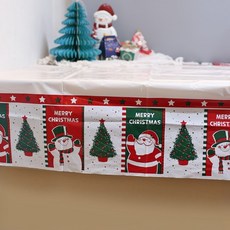 크리스마스 테이블보 산타 트리 눈사람 210x110cm, 혼합