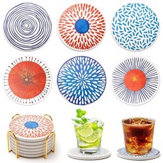 세라믹 흡수 터 세트 음료용 미드 센추 6종 보호 커피 테이블 장식 멋진 책상 터와 홀더 유니크 주방 액세서리 야외 비치 귀여운 돌, d Century