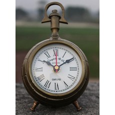 ECLATIS 앤티크 오피스룩 코디 황동 테이블 탑 시계 홈 스터디 거실 및 사무실용 탁상 침대 옆 책상 무소음 특별한 선물 12.7cm5인치 시계 5786 브라운 30106, ECLATIS 앤티크 오피스룩 코디 황동 테이블 탑 시