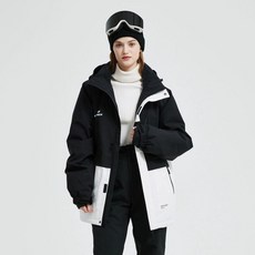 남녀 스키복 보드복 세트 방풍 방수 보온 커플 상의, 1개, 블랙앤화이트컬러블록상의단품