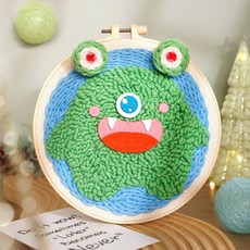 戳戳DIY材料包 手工兒童刺繡INS風 卡通擺件藝術相框 自製網紅爆款, 1個, A1267三眼小怪【送繡繃】