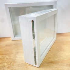 SUNYA 相框存錢筒 木質儲存箱, 1個, 無相紙白橫5*7兩用收藏盒 FY1052, 白色