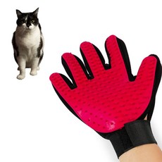 고양이 털제거 반려동물 털갈이 장갑 그루밍, 1개, 왼손  레드