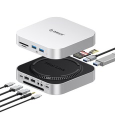 오리코 MiniLink C타입 9 in 1 맥미니 적용 RJ45 2.5G 오디오 TF/SD 멀티 USB허브 M48PR, 8 in 1 M48P