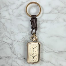 빈티지 레트로 브론즈 듀얼 타임 키체인 시계