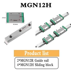 MGN7 미니어처 가이드 레일 맞춤형 길이 캐리지 베어링 3D 프린터용, 02 450mm, 02 MGN12H