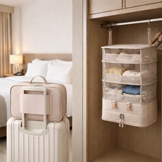 위시피키 여행용 압축파우치 걸이형 행거형 4단 정리함 공간나눔 다용도 가방