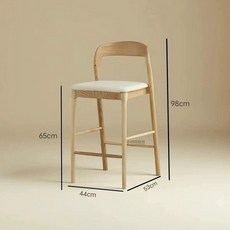원목 바스툴 다이닝 홈바 높은 바의자 엔틱 업소용 카페, 내추럴 우드 (화이트애쉬) 65cm B