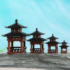 분재 건물 조경 미니어처 높이 3.0cm 수조 단층 조경용품 원형 정자 미니어처소품 정자, AU. 높이 7CM 5.2x5.2CM