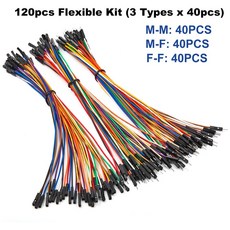40-120Pcs 10cm 20cm 30cm Dupont 케이블 라인 점퍼 와이어 키트 남성 여성 24AWG 구리 긴 리본 커넥터 DIY 브레드 보드 세트, [01] 20cm, 01 20cm, 1개
