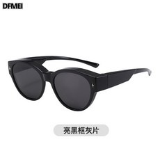 DFMEI 貓眼墨鏡可套近視鏡女款方圓臉開車夾片套鏡偏光太陽眼鏡