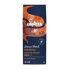 Lavazza House Blend Perfetto 원두 커피 355ml(12온스) 백 미디엄 로스트 풀 바디 강도 3/5 100% 아라비카 드립 브루어에 이상적 (, 1개, 355ml, 340g