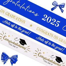 ABTOLS 4롤 20야드 졸업 리본 그로그랭 리본 화이트 블랙 스타 프린트 그로그랭 리본 졸업 파티 선물 장식 선물 포장 축하 새틴 리본, 4 블루 화이트