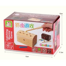 兒童玩具E1I 益智抓蟲玩具 蒙氏早教玩具 木製磁鐵抓蟲遊戲 科學兒童玩具 商檢合格, 1個, 淺原木色（彩盒微凹）商品完整、已折扣