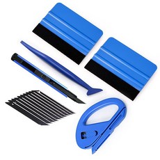 Gomake 차량 비닐 랩 툴 키트 창문 틴팅 툴 10.2cm(4인치) 펠트 스퀴지 접이식 9mm 유틸리티 나이프 및 블레이드 지피 커터 자동차 포장용 미니 고 코너 스퀴지, 블루