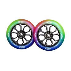 Pro 스턴트 스쿠터 휠 110mm24mm 수채화 효과 ABEC-9 베어링 설치 스쿠터 교체 휠 2팩 (멀티컬러), 멀티컬러