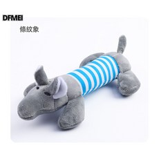 DFMEI 寵物毛絨玩具蘭象貓狗耐咬玉米絨發聲陪伴博美小型犬耐咬狗狗玩具, 1個, 灰色條紋象