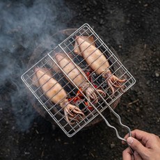 스댕연구소 스텐 봉겹망석쇠 바베큐 그릴 양면 겹석쇠 이중 구이용 가정용 업소용 캠핑, 1개