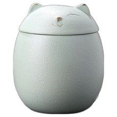 貓咪紀念罐 - 淺綠色 12.5x10.7cm / 約500ml, 1個