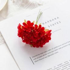 가정용 인공 꽃 크리스마스 장식 스크랩북 웨딩 장식 화환 DIY 선물 사탕 상자 실크 카네이션 18, 6 Pieces, 빨간