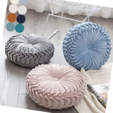 주름 호박방석 쿠션 원형 플리츠 인테리어 포인트 eun*5911kc, 라이트카키_one