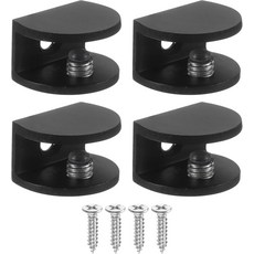 PATIKIL 4개 조절 가능한 프레임리스 유리 선반 브래킷 8-10mm 샤워 유리 클램프 클립 벽걸이 아연 합금 클램프 홀더 반원형 벽 목재 샤워 아크릴 선반 브러시드 블랙, 6-8mm