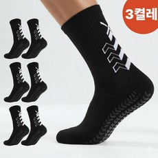 디어하우스 두꺼운 축구 풋살 러닝 마라톤 논슬립 양말, 3개, 블랙