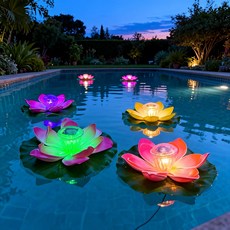 메그피훈 플로팅 솔라 폰드 조명 로터스 풀 플라워 장식 태양광