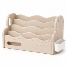 그림책장 HDPE 전면 수납 선반 독서테이블 겸용, 1단, 멍향 책상 보관 책장 [노란색과 흰색]