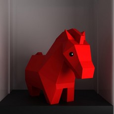 복을 부르는 붉은 말 장식 인형 오브제 풍수 인테리어 소품, 1개, 레드호스 소형