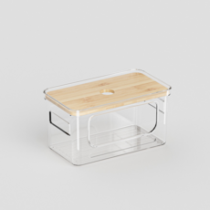 透明垃圾袋收納盒附木蓋 廚房家用桌面整理儲物盒, 木蓋收納盒【小號】