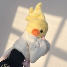 小鳥鸚鵡手偶玩具 - 毛絨布偶腹語玩偶，多款鳥類造型，親子互動玩具, 1個, 黃色-玄風